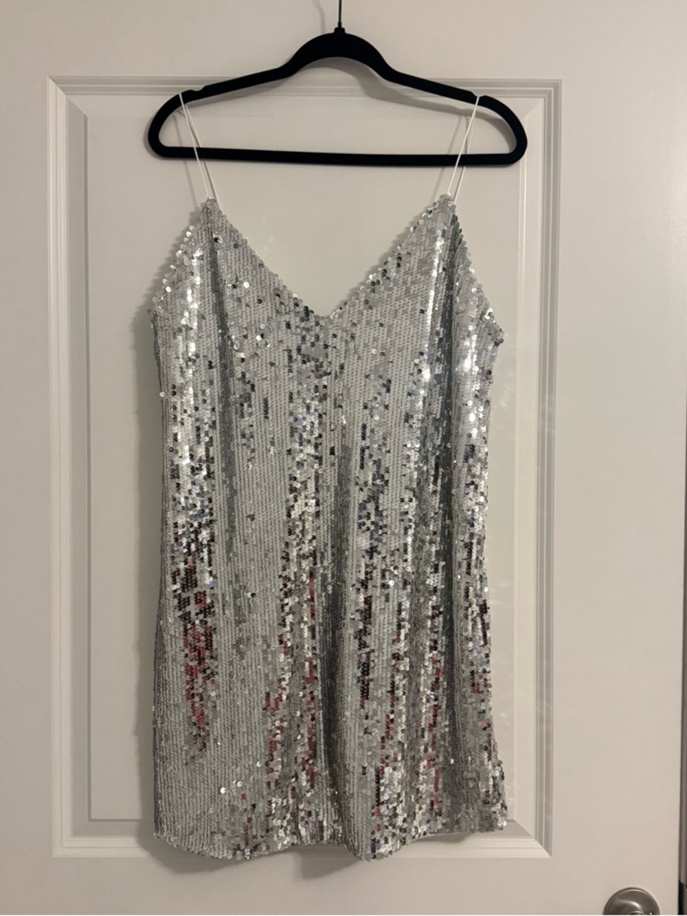 Othr Silver Sequin Mini Slip Dress